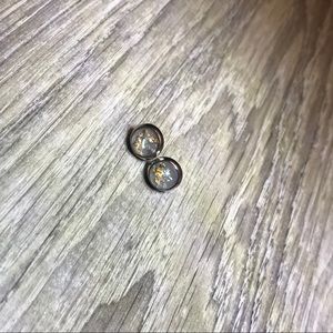 Gray Opal Gold Flake w/Silver Stud Earrings